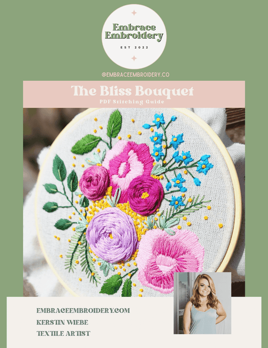 Embrace Embroidery E-Book Bliss Bouquet- Peoney Floral PDF Embroidery Pattern