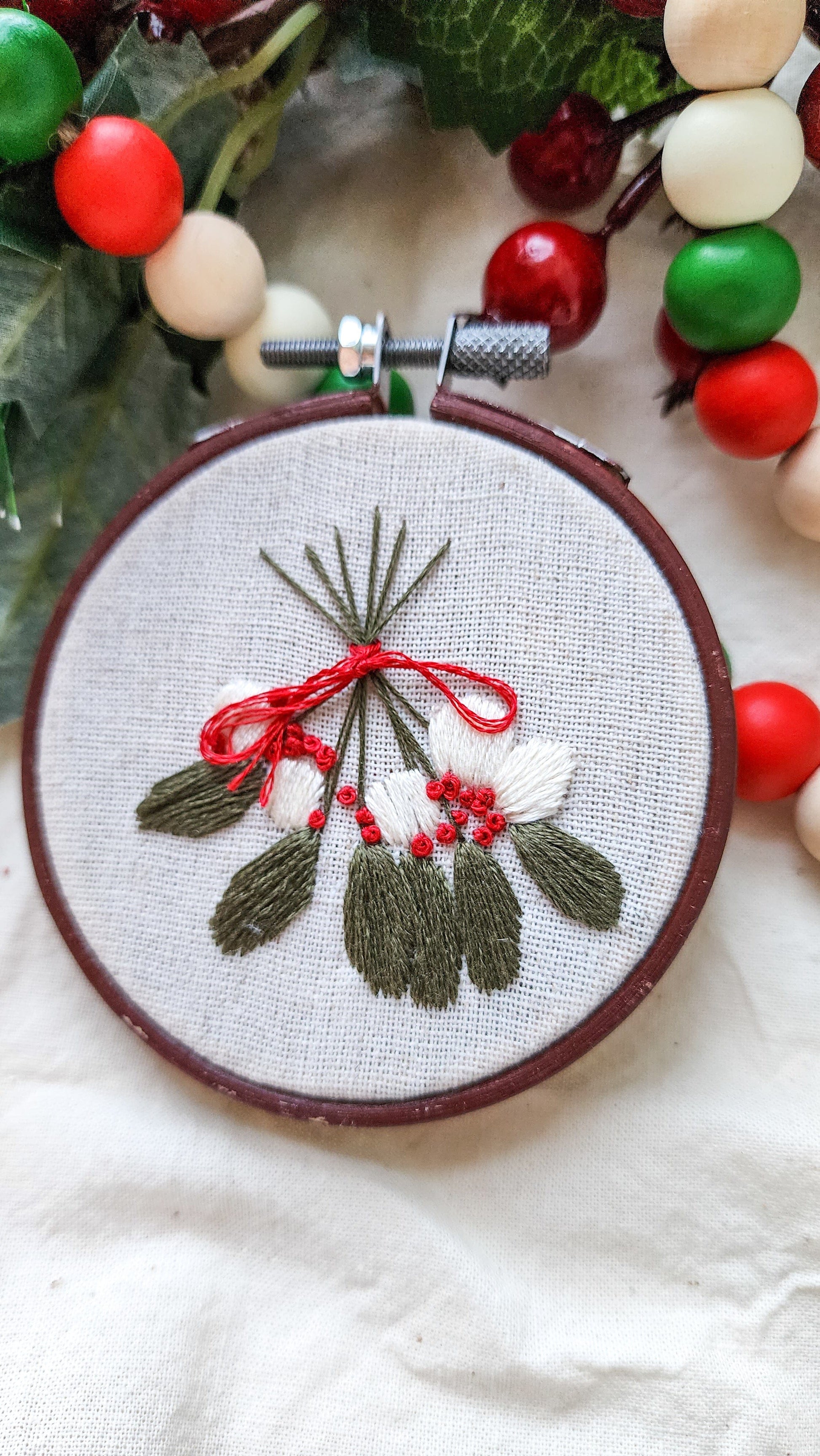 Embrace Embroidery Copy of Embroidered Holiday Ornament - Tree in a basket