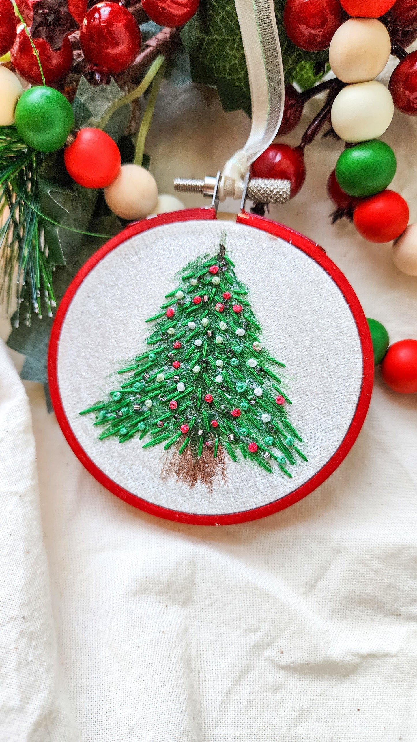 Embrace Embroidery Embroidered Holiday Ornament - Holiday Tree