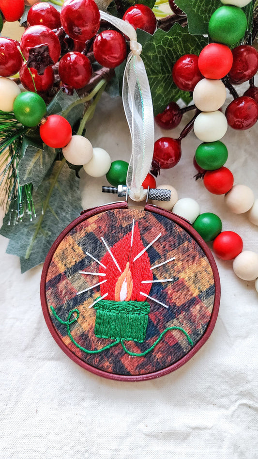 Embrace Embroidery Embroidered Holiday Ornament - Shining Bright Bulb