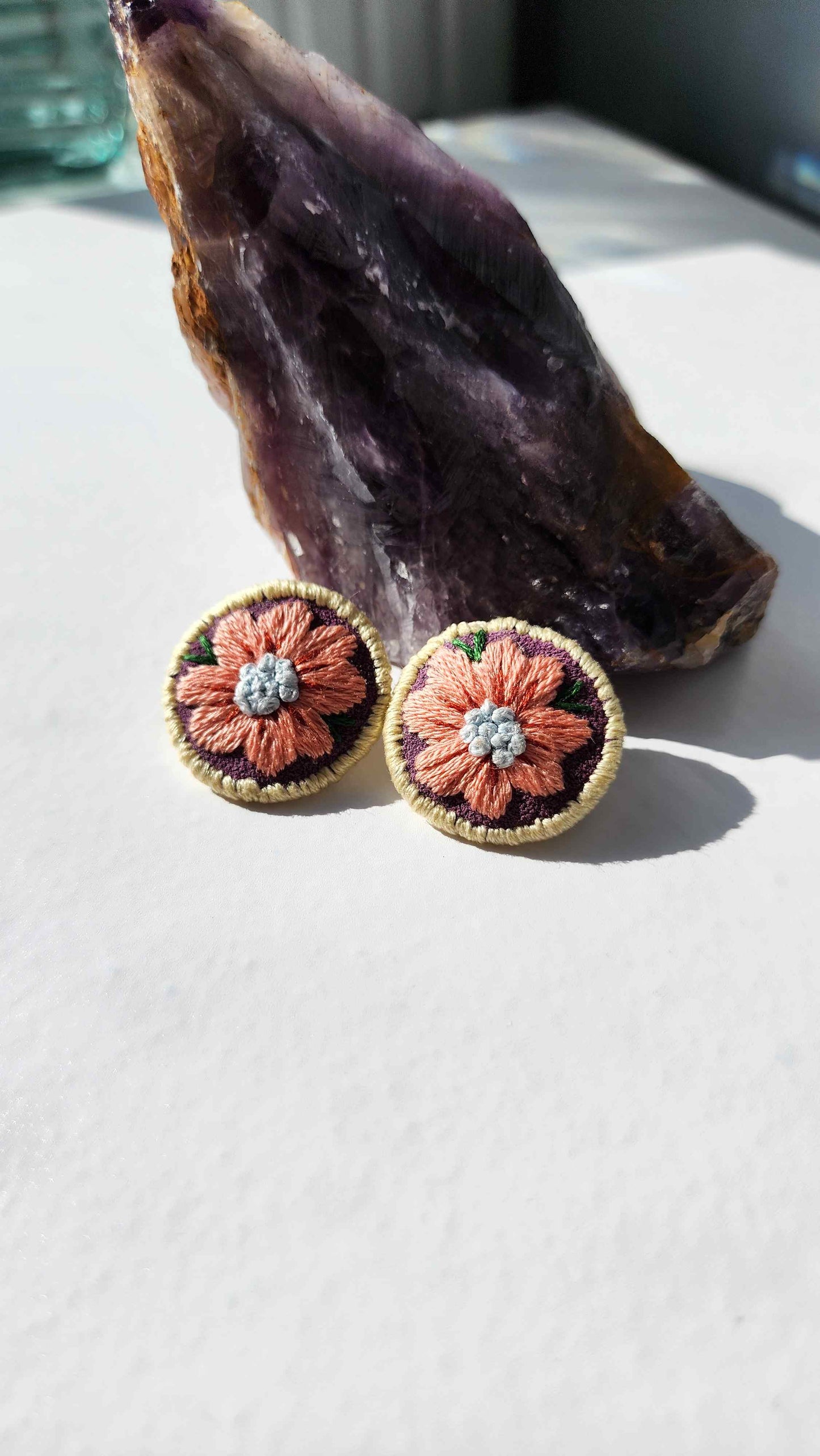 Embrace Embroidery Hand Embroidered Blossom  Earrings