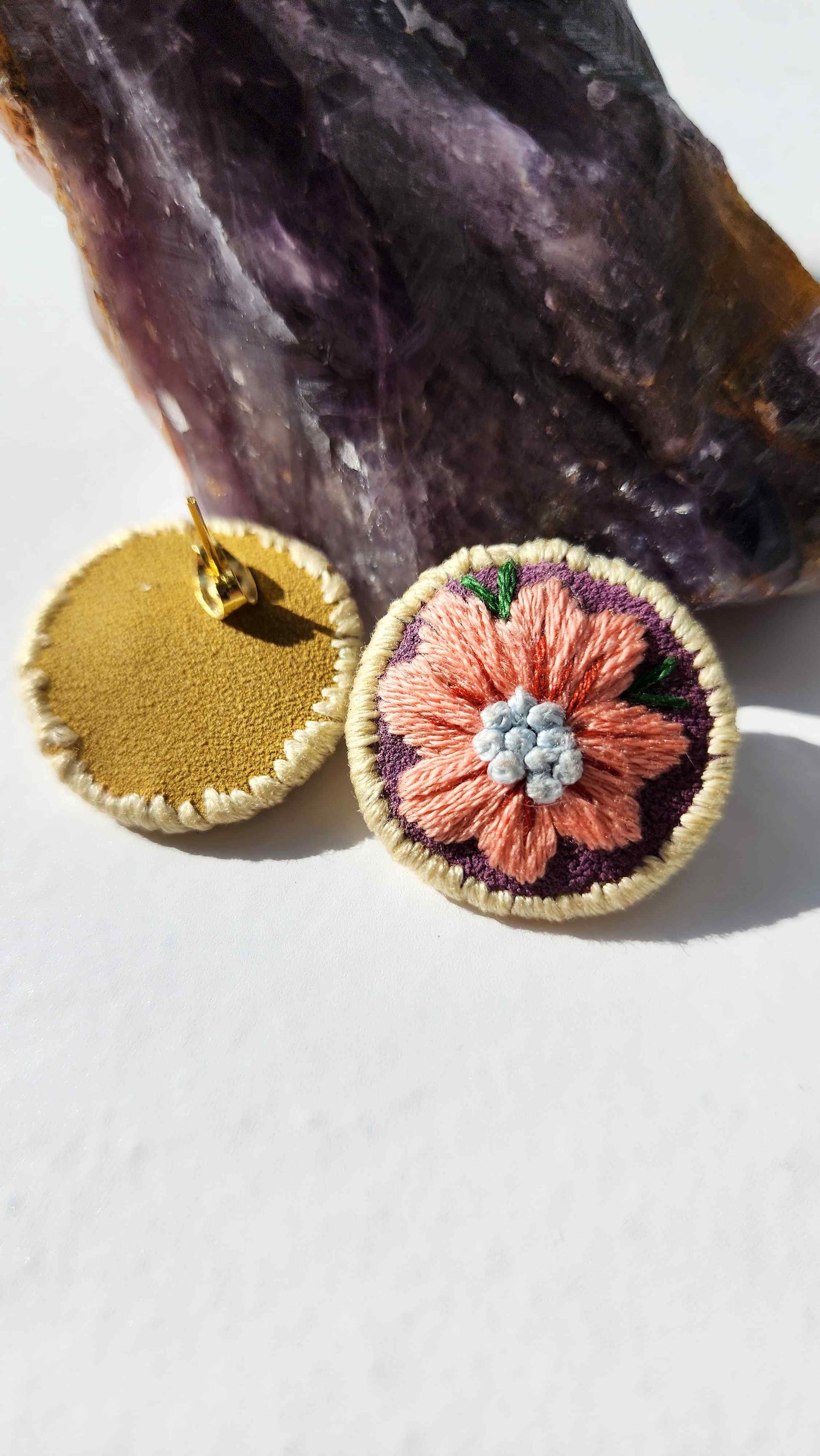 Embrace Embroidery Hand Embroidered Blossom  Earrings