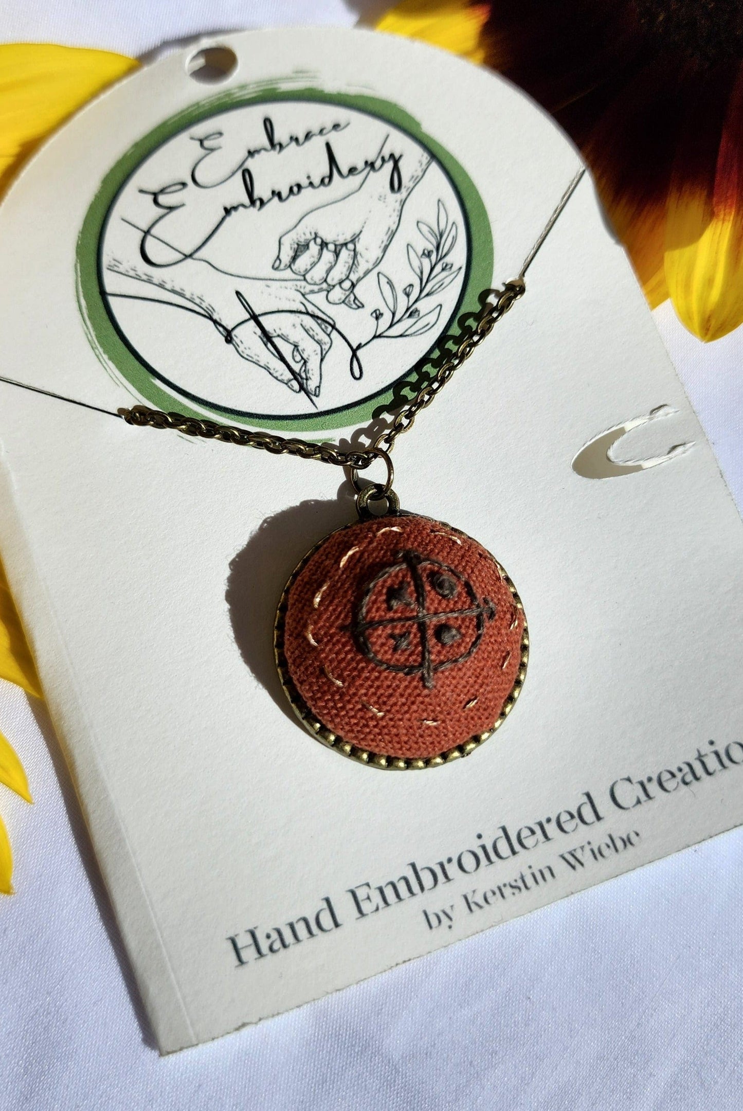 Embrace Embroidery Necklace Hand Embroidered Road Opener Sigil