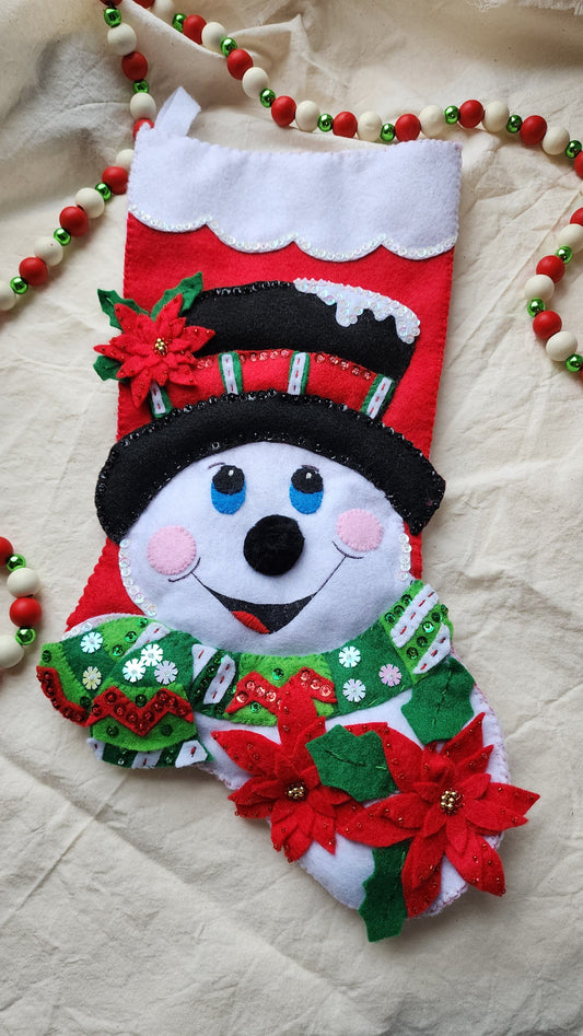 Embrace Embroidery Holiday Stocking Heirloom Holiday Stocking- Frosty's Warm Smile!