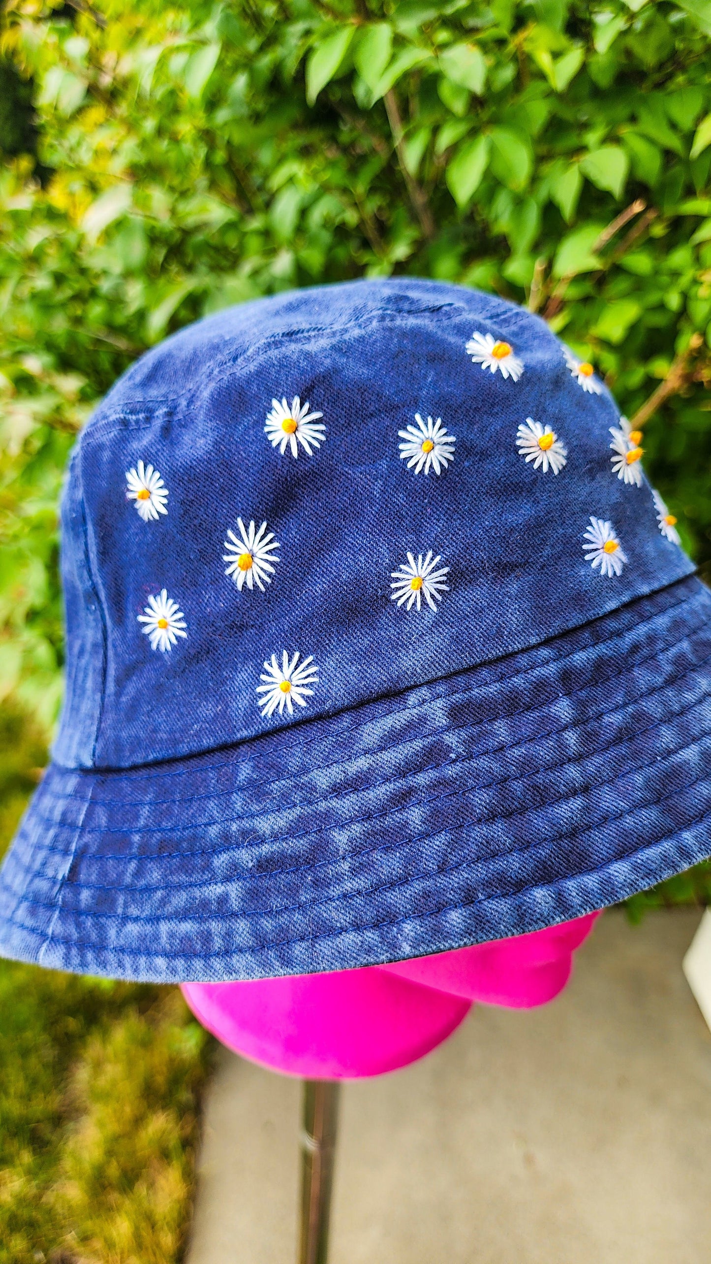 Embrace Embroidery Little White Daisy's Hand Embroidered Bucket Hat