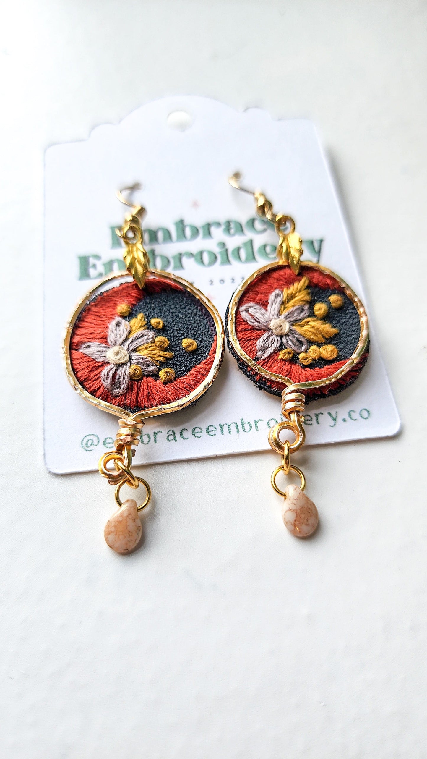 Embrace Embroidery Midnight Moon - Hand Embroidered Earrings