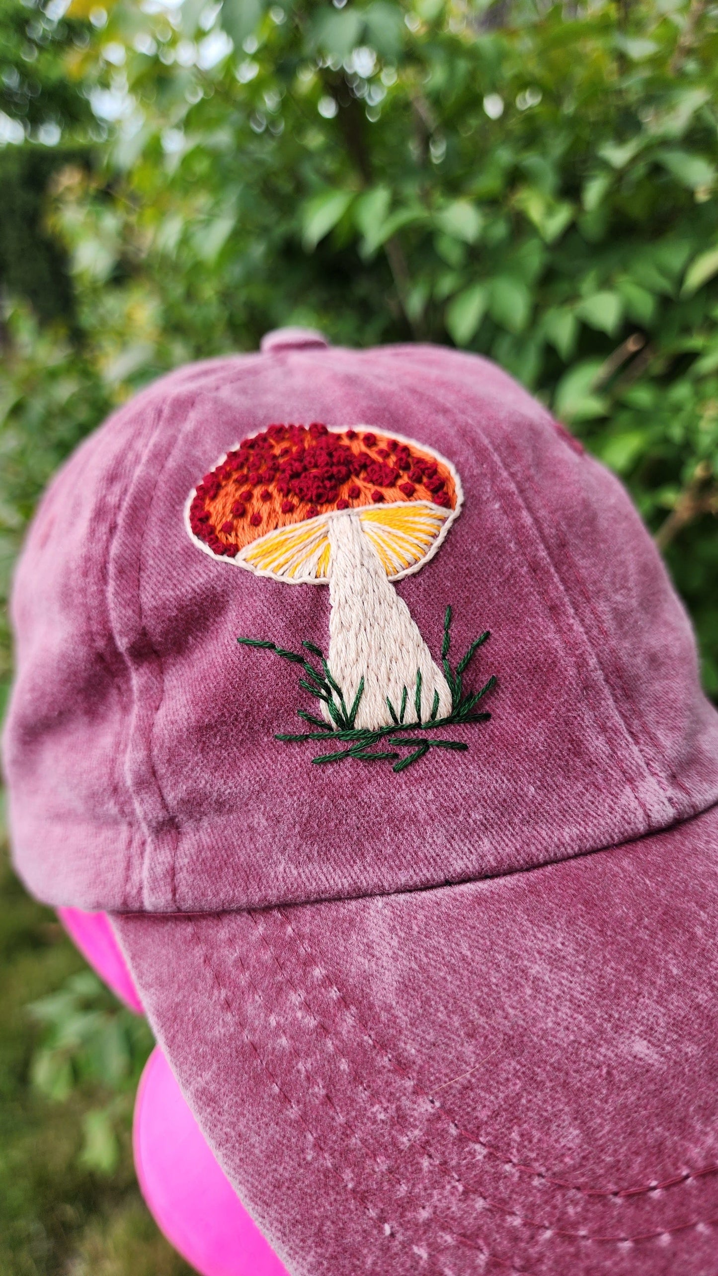 Embrace Embroidery Mushroom Hand Embroidered Dad Hat