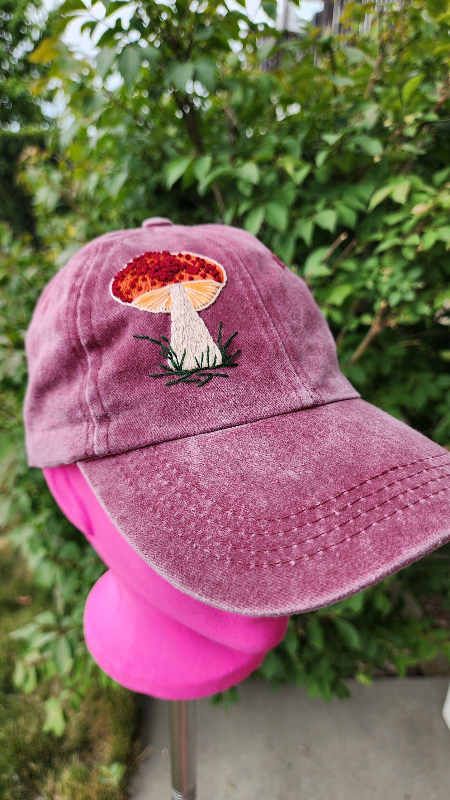 Embrace Embroidery Mushroom Hand Embroidered Dad Hat