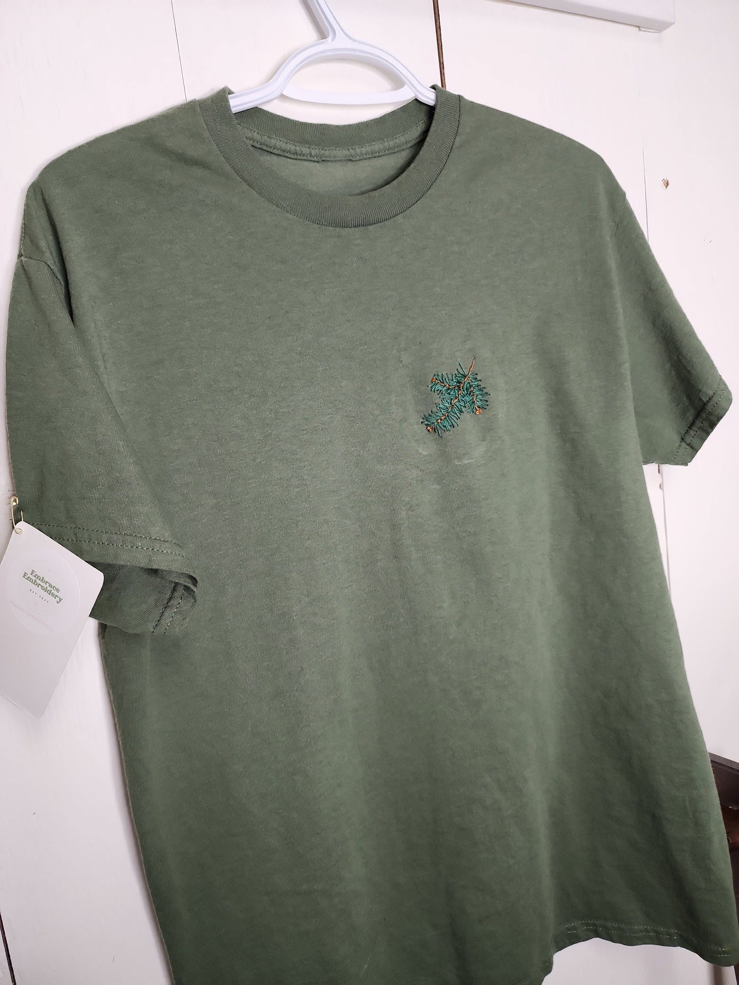 Embrace Embroidery Hand Embroidered T-Shirt Pine Needles Tee
