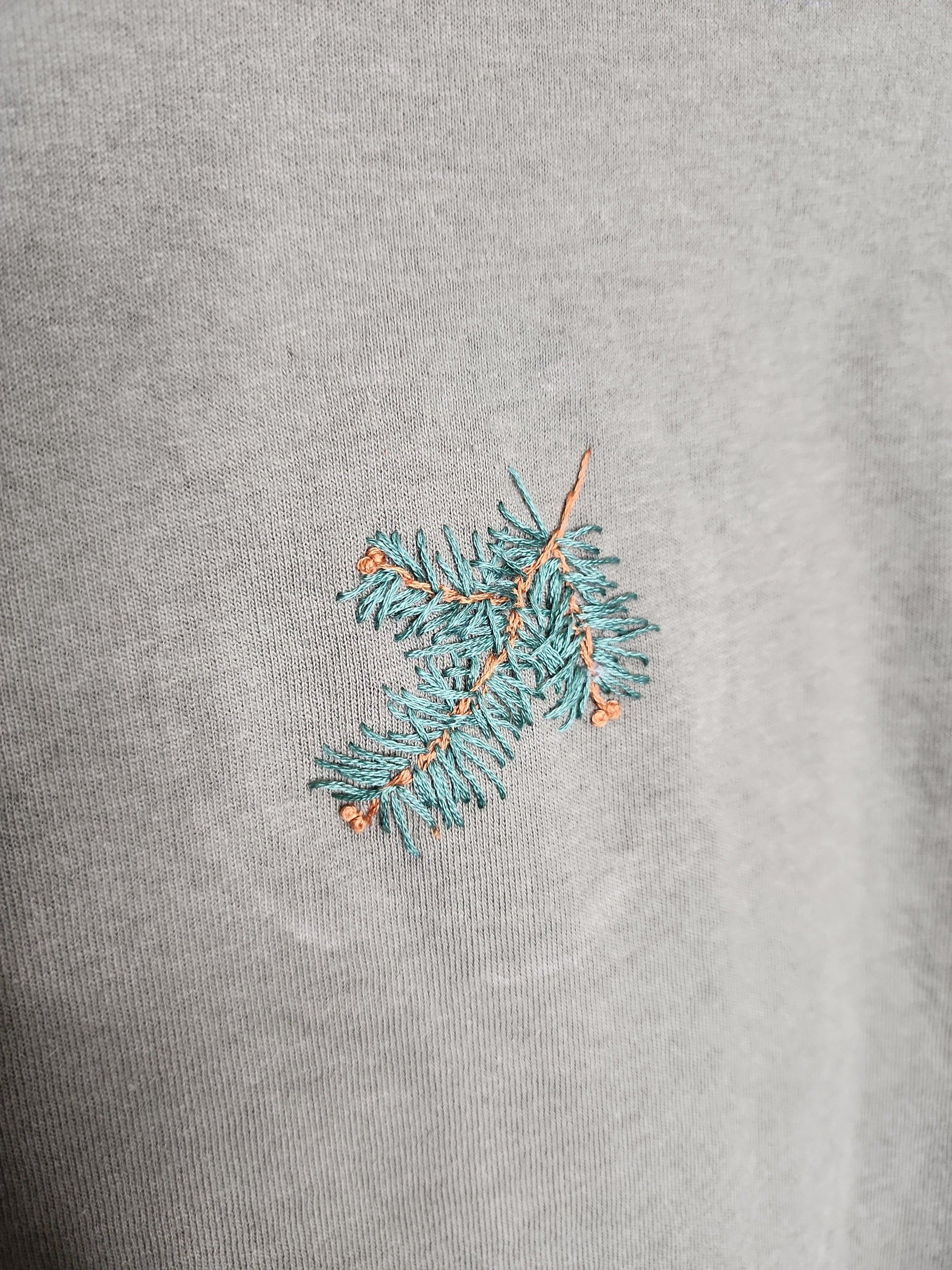 Embrace Embroidery Hand Embroidered T-Shirt Pine Needles Tee