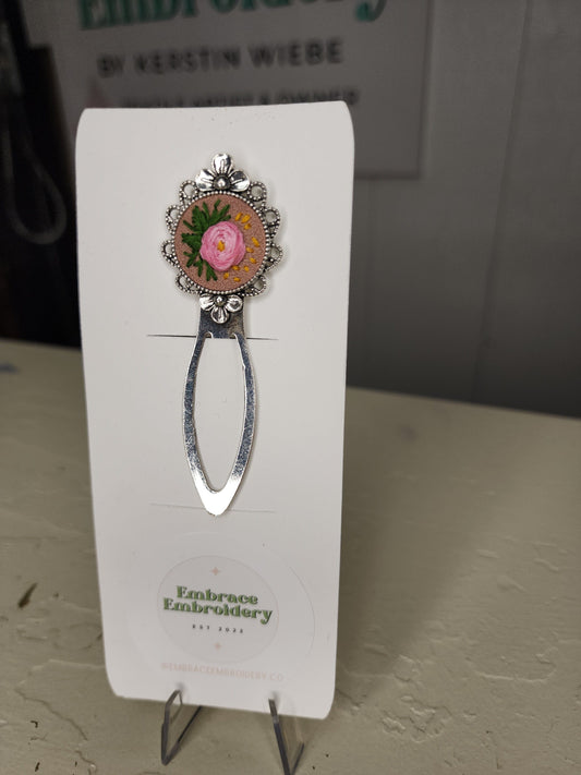 Embrace Embroidery Pink Bloom Bookmark