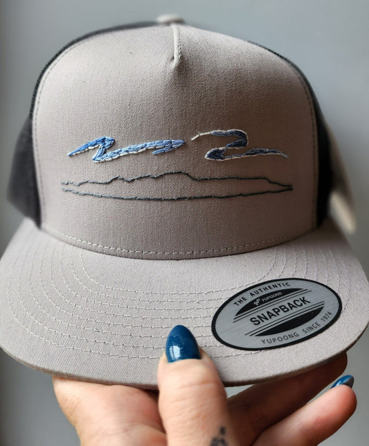 Embrace Embroidery Hand Embroidered Hats Sleeping Giant Hand Embroidered Snap Back