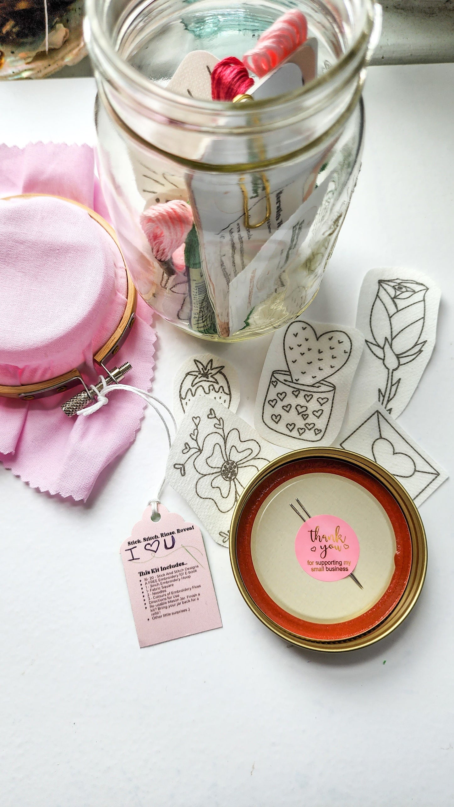 Embrace Embroidery Stick & Stitch Kit- "I Love You"
