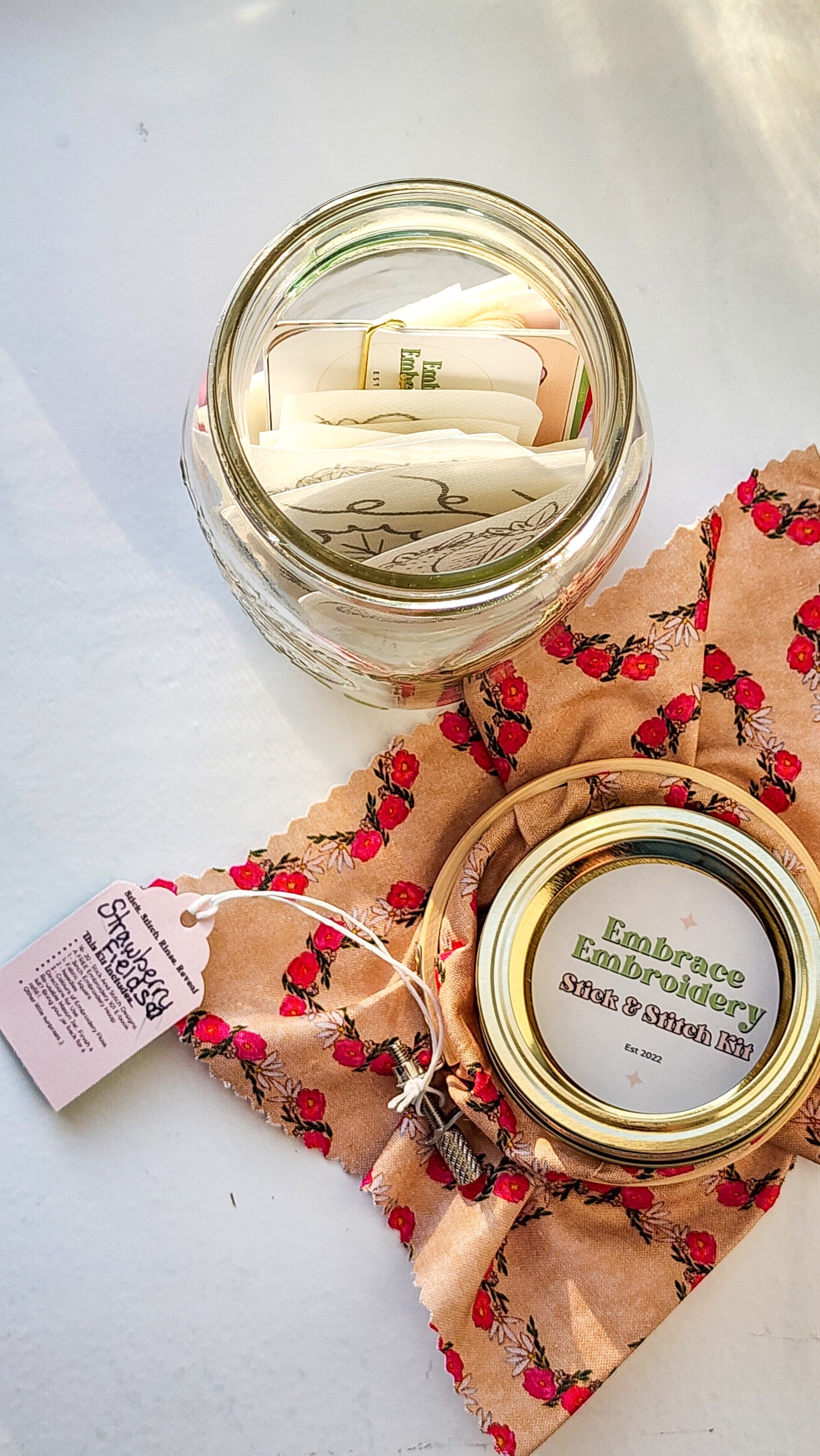 Embrace Embroidery Strawberry Fields Stick & Stitch Kit!