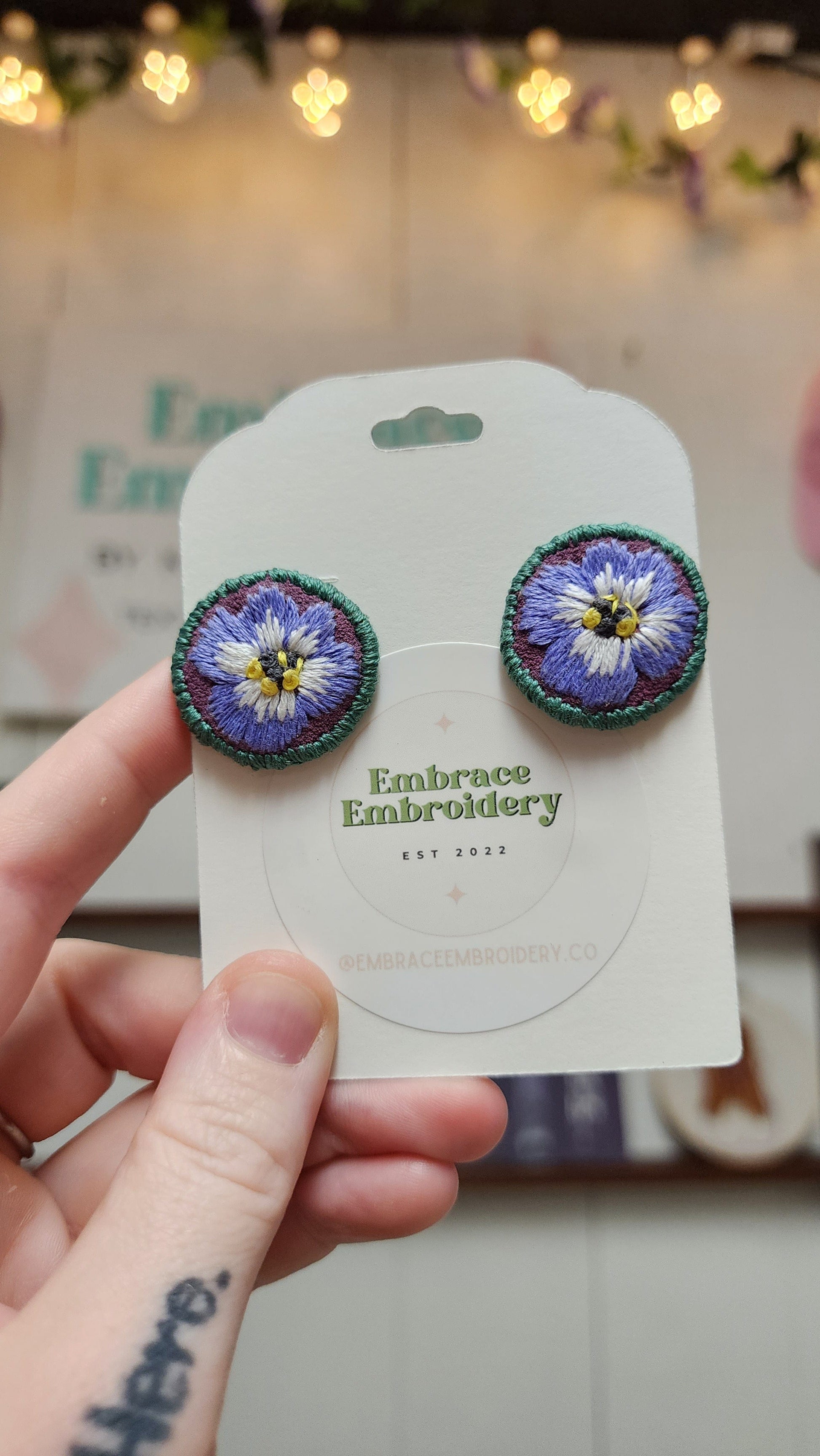 Embrace Embroidery Thread Painted Hand Embroidered Earring