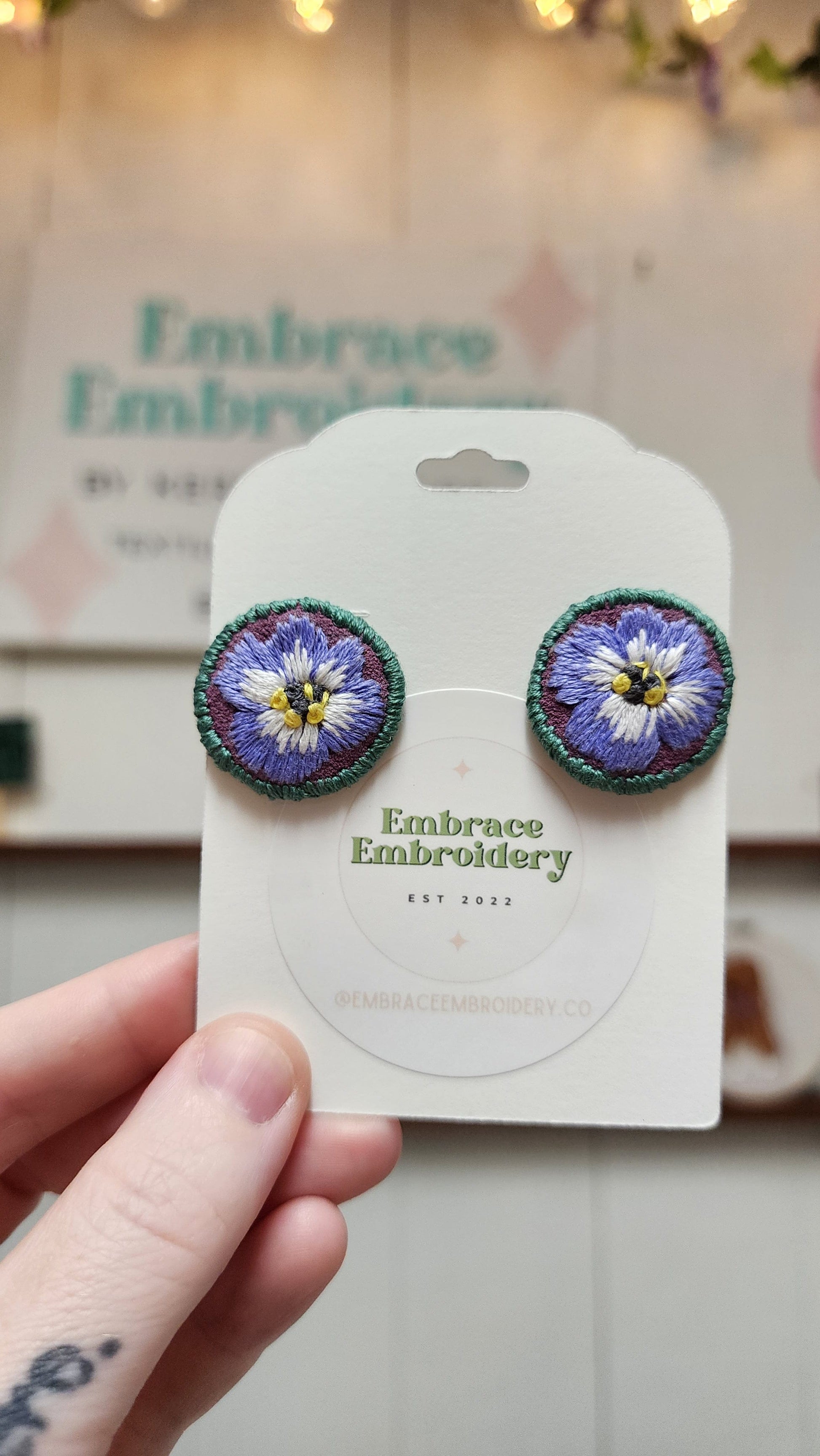 Embrace Embroidery Thread Painted Hand Embroidered Earring