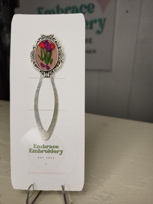 Embrace Embroidery Tulip Hand Embroidered Bookmark