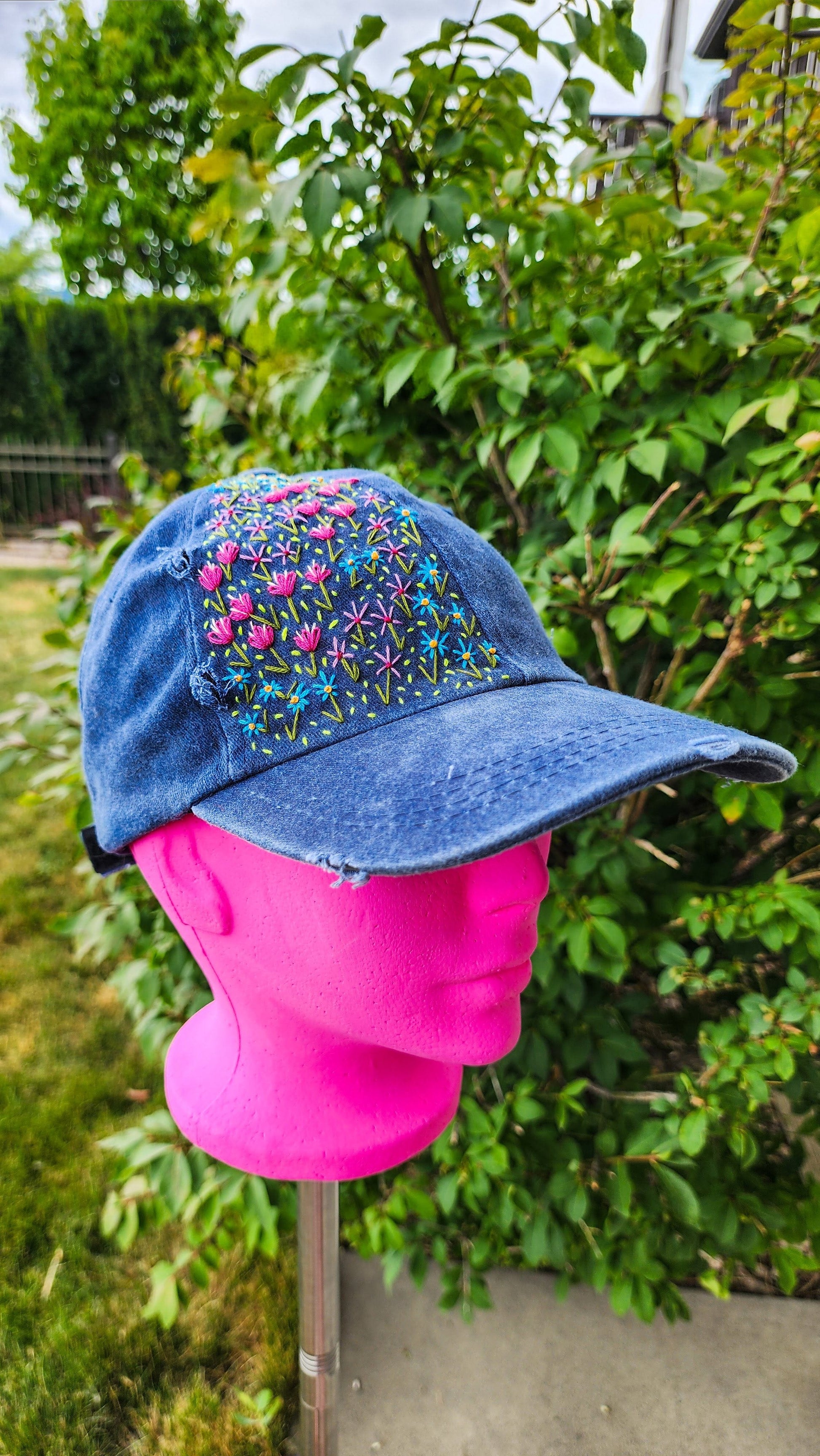 Embrace Embroidery  Wild Flower Hand Embroidered Dad Hat